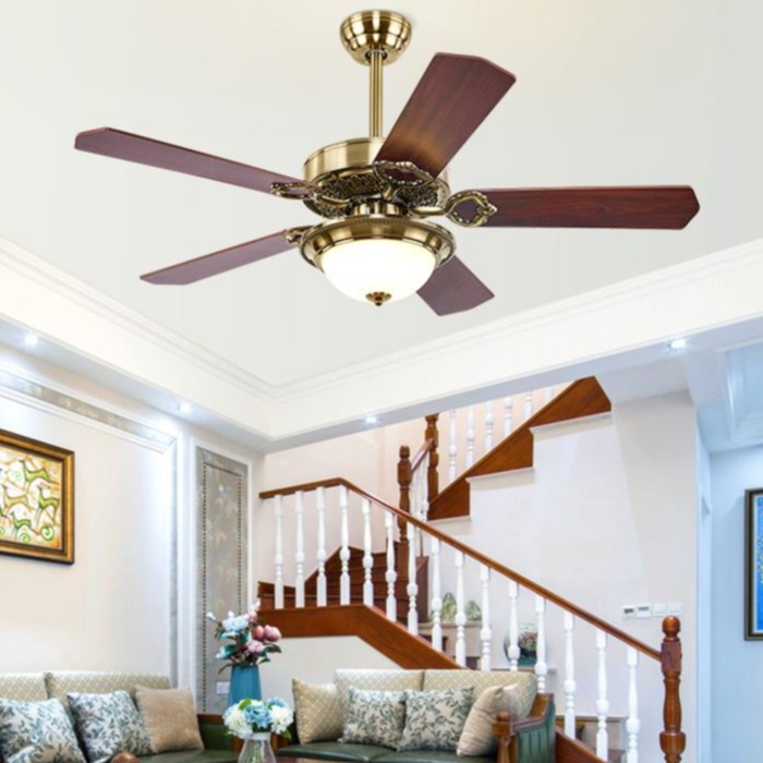 Quạt đèn trần LITEN kiểu dáng sang trọng cổ điển động cơ đồng nguyên chất cực khỏe (ảnh chụp thật)