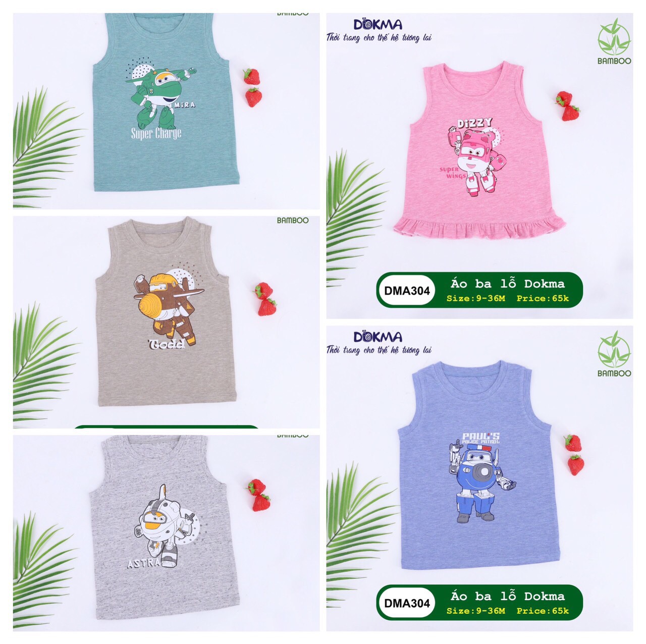 [ Xả Kho ] Áo ba lỗ Dokma in hình DMA304 (9-36M)