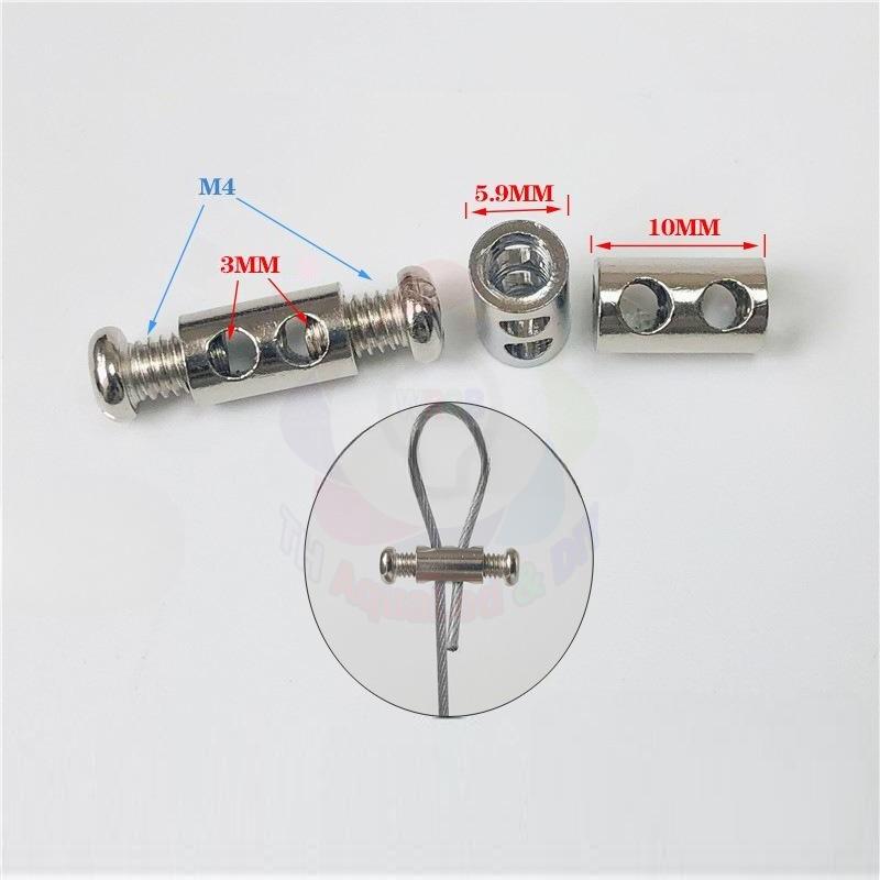 Ốc siết cáp đôi treo thiết bị Ốc giữ cáp 2 vị trí mạ niken chuyên dùng cho đèn khung tranh trang trí gia dụng công trình