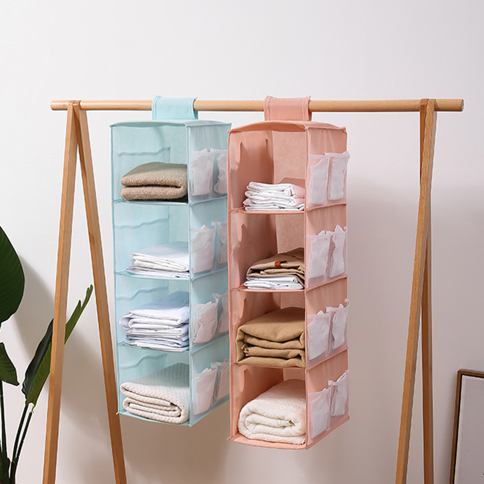 Oxford Cloth Washable Multilayer Foldable Hanging Storage Rack Clothes Organizer