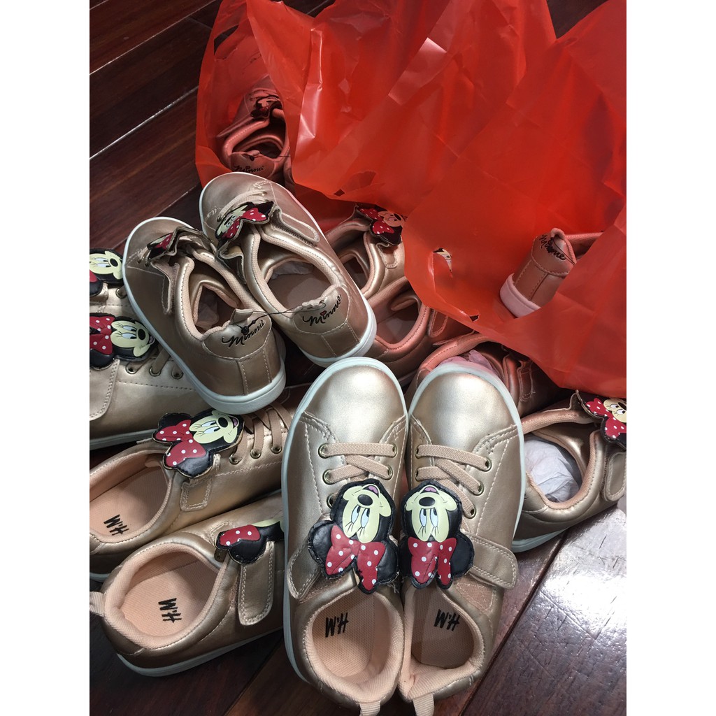 Giầy Sneaker nhũ đồng H&M mickey cho bé gái