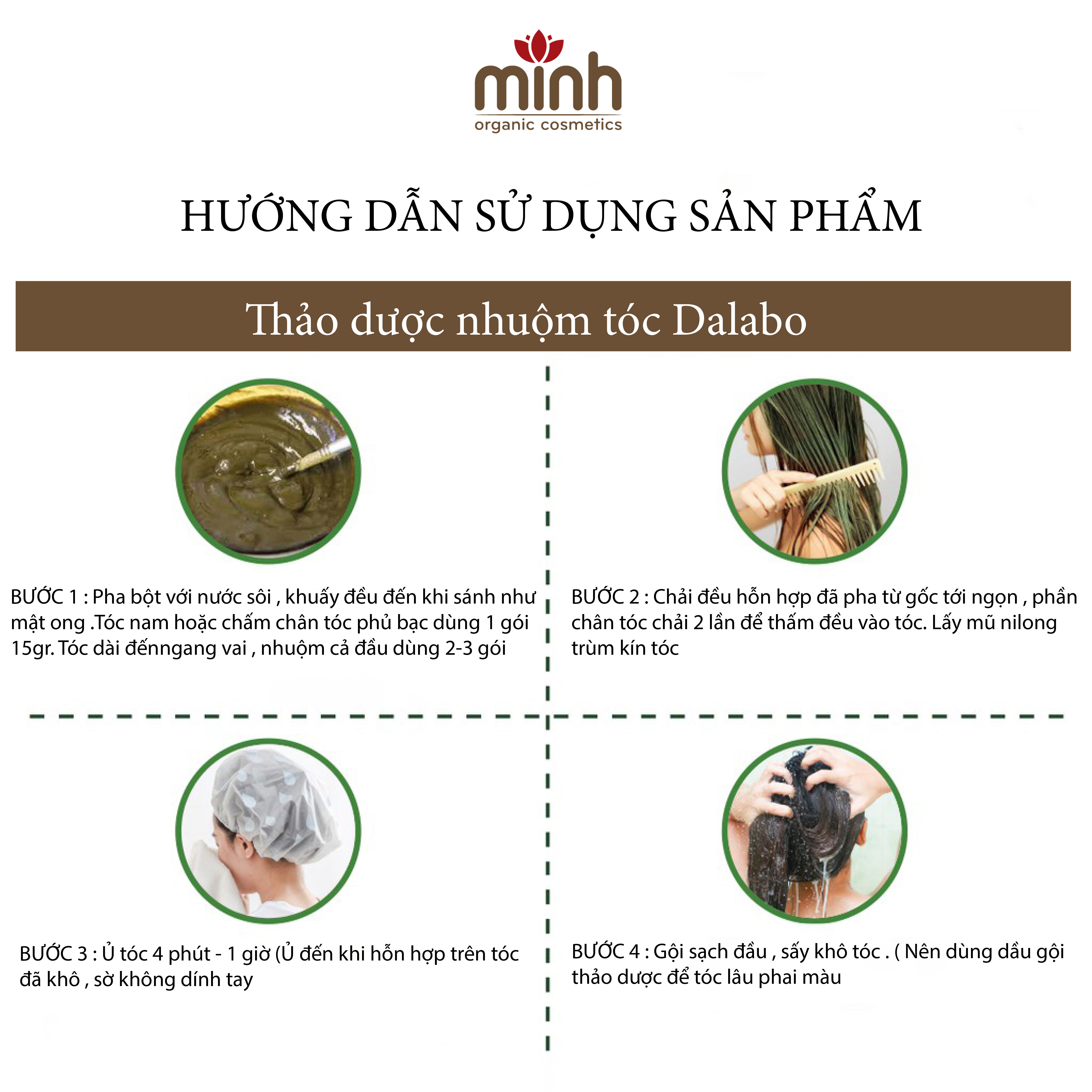 Bột Lá Nhuộm Tóc Dalabo - Chính Hãng Minh - Màu Đen
