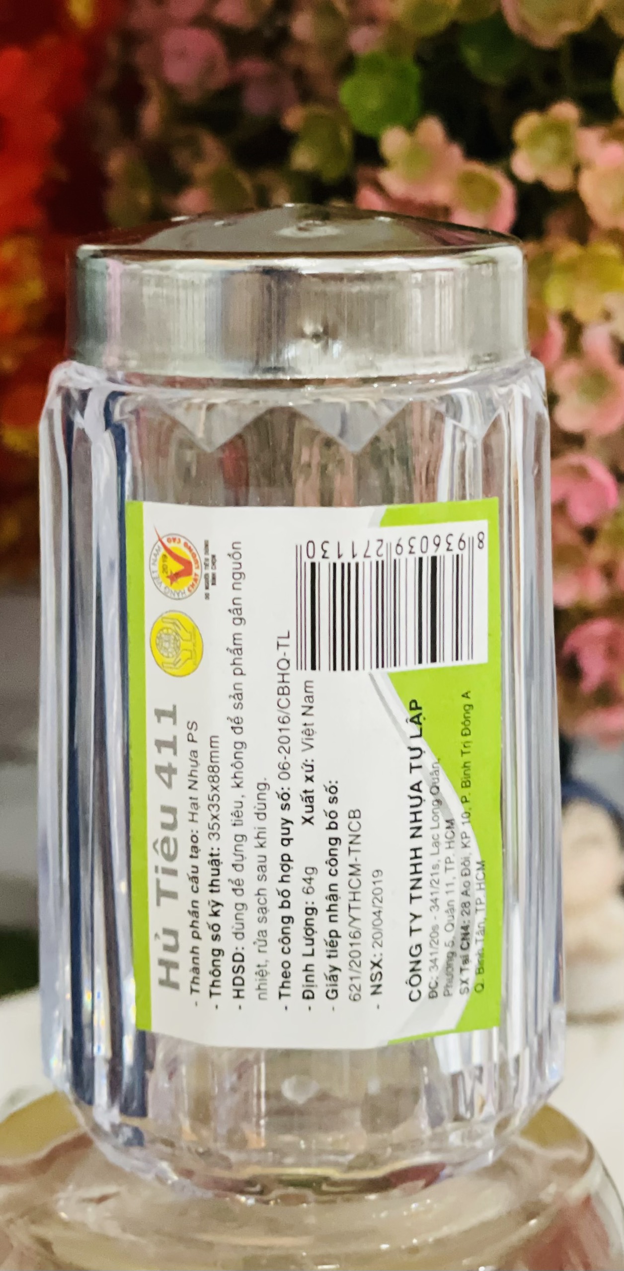 Hủ nhựa đựng tiêu TỰ LẬP TL411 - 3.5X3.5X8CM