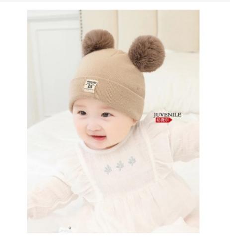 Set mũ 2 quả bông kèm khăn cho bé