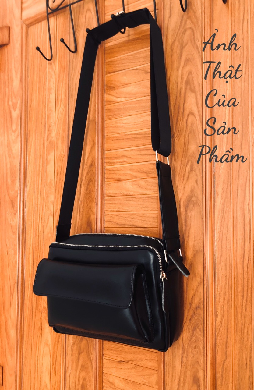 TÚI ĐEO CHÉO UNISEX MESSBAG DA PU (ĐEN) HNA