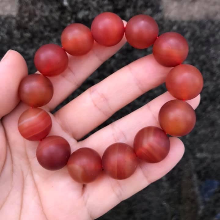 Vòng tay đá mã não đỏ mờ 14ly-16ly