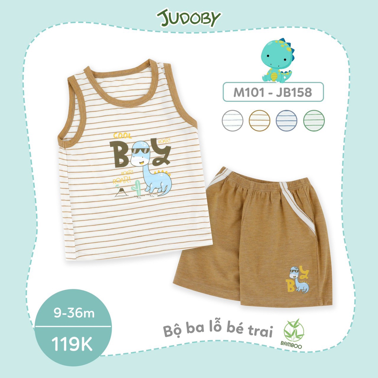 Bộ ba lỗ sát nách bé trai bamboo Dokma/ Judoby (6-36m) (DMB506 - DMB416 - DMB302 - JB158)