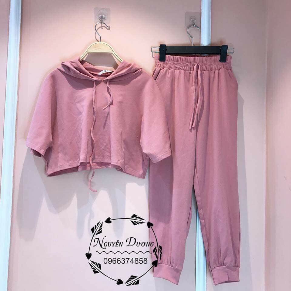 [HCM]Set thể thao áo crop hoodie cá tính (Kèm ảnh thật shop chụp)