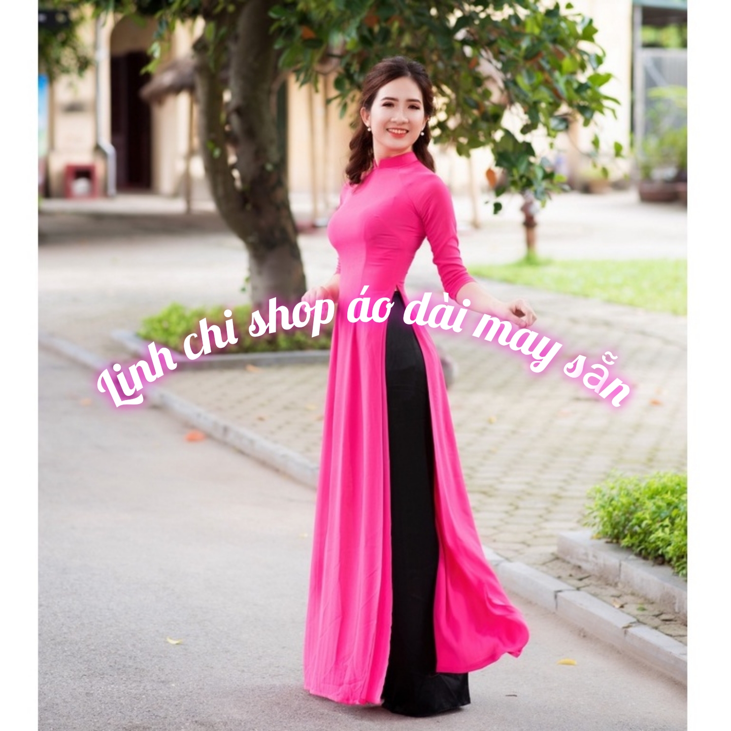 áo dài may sẵn trơn lụa kèm quần