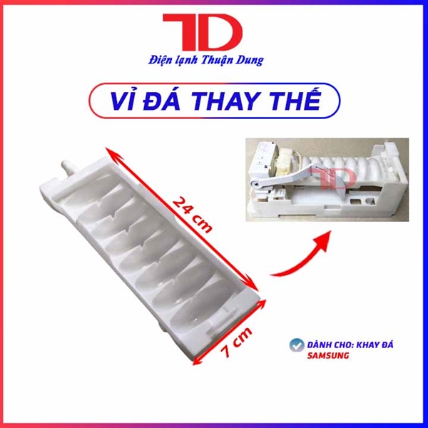 Khay đá rơi tủ lạnh 8 viên, khay làm đá xoay dành cho tủ lạnh Samsung tròn, vuông, Điện Lạnh Thuận Dung