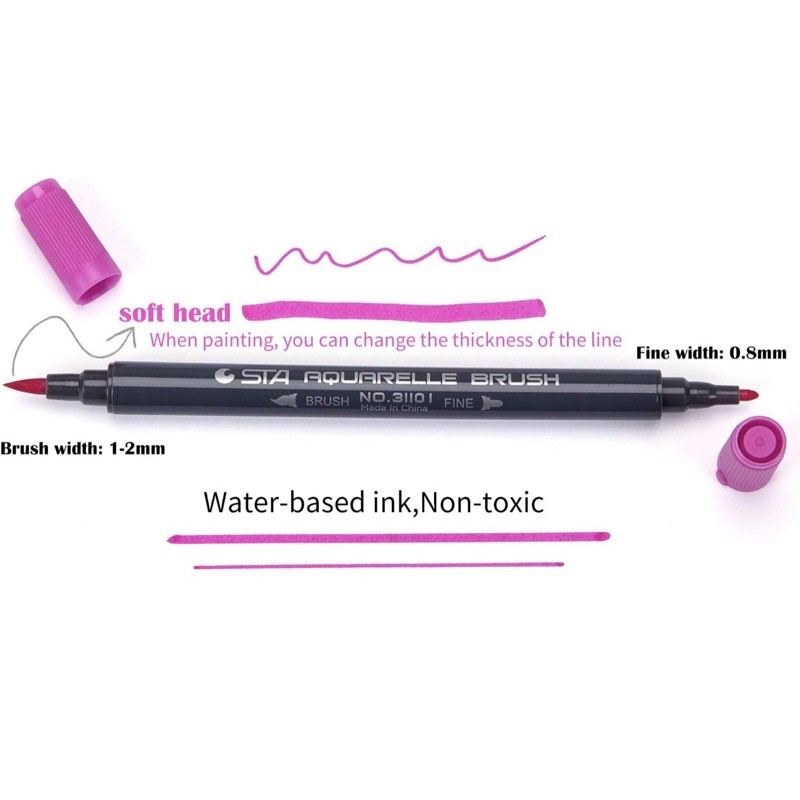 Bộ bút màu Sta Metallic 2 ngòi (ngòi brush và ngòi lông)