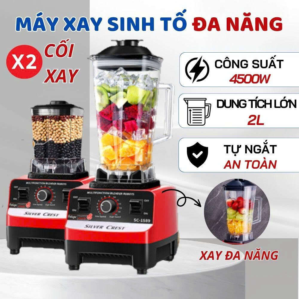Silver Crest Sc 1589 Multifunctional Blender - Industrial Blender with 2 Blenders, 4500W Capacity