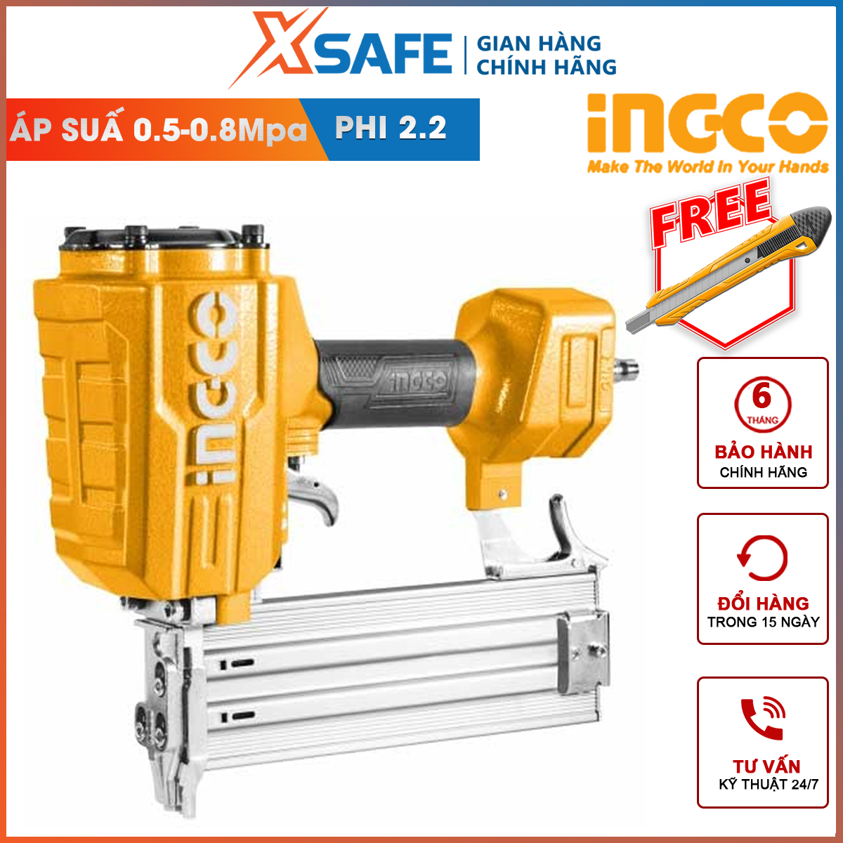 Shooting machine concrete nails ingco ACN18641 | nail gun vapor tank capacity studs 70 PCs, length of nail 18-64mm mounting stud wall, concrete, wood [xsafe] [XTools]