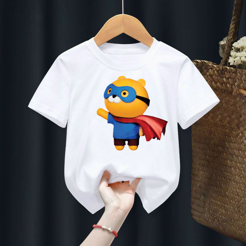 Áo thun cho bé hình gấu vàng siêu nhân áo choàng đỏ ( Bé trai và gái).áo cho bé từ 6kg-30kg.AL32.
