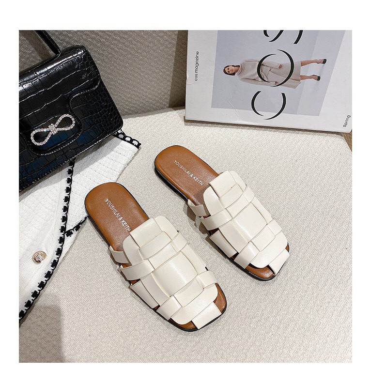(có sẵn) Sục mule đan dây dép hè thời trang, sục rọ