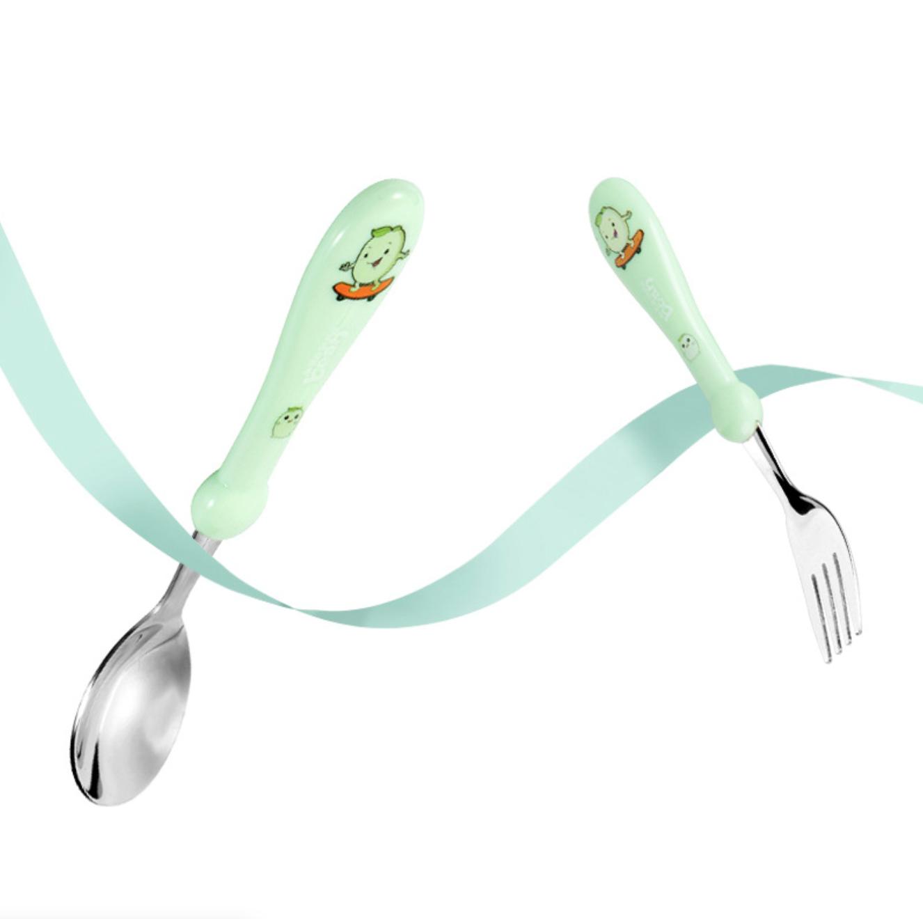 Bộ thìa nĩa inox cho bé Little Bean