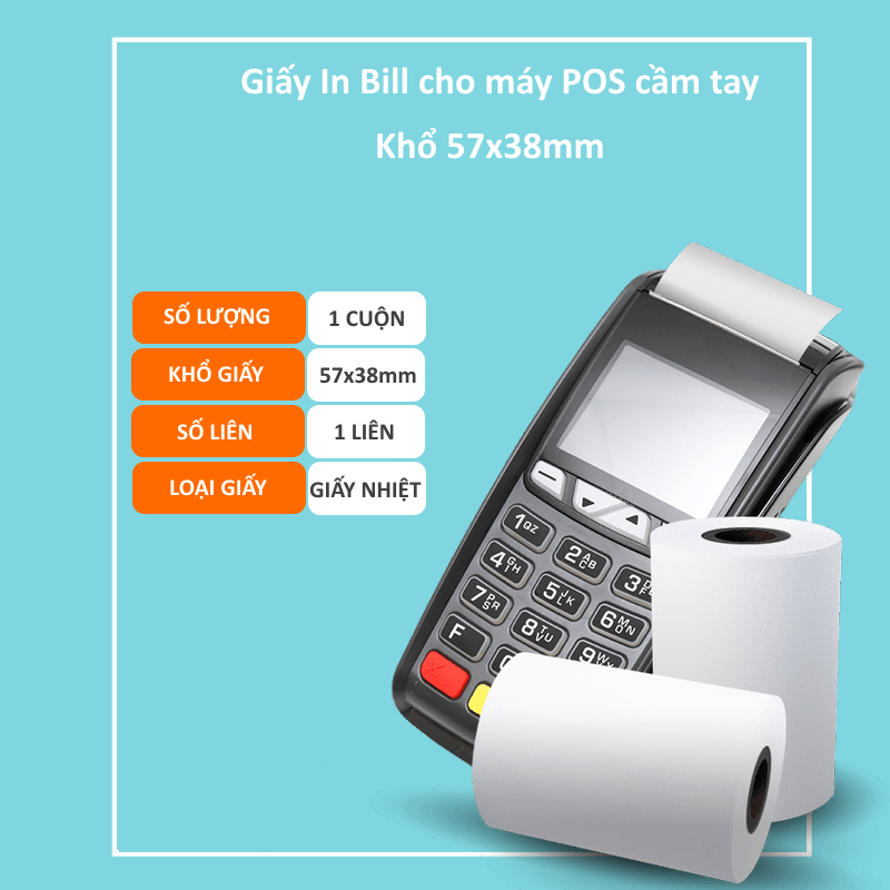 Giấy In Nhiệt K57 đường kính 38mm Oji Chuyên dụng cho máy POS cầm tay 1 Cuộn