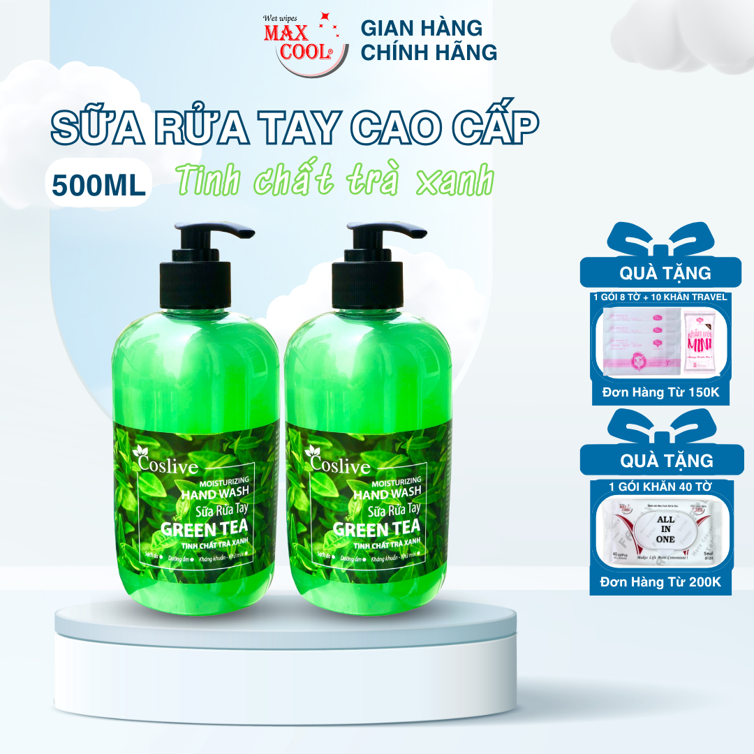 Sữa rửa tay tinh chất trà xanh (Coslive Moisturizing Hand Wash) 500ml