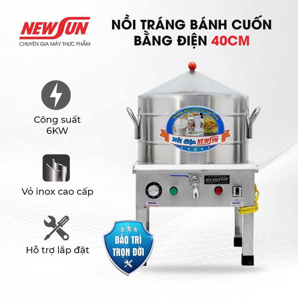 Nồi Tráng Bánh Cuốn Bằng Điện Công Nghiệp NEWSUN 40 Cm - Hàng Chính Hãng - Bảo Hành 12 Tháng