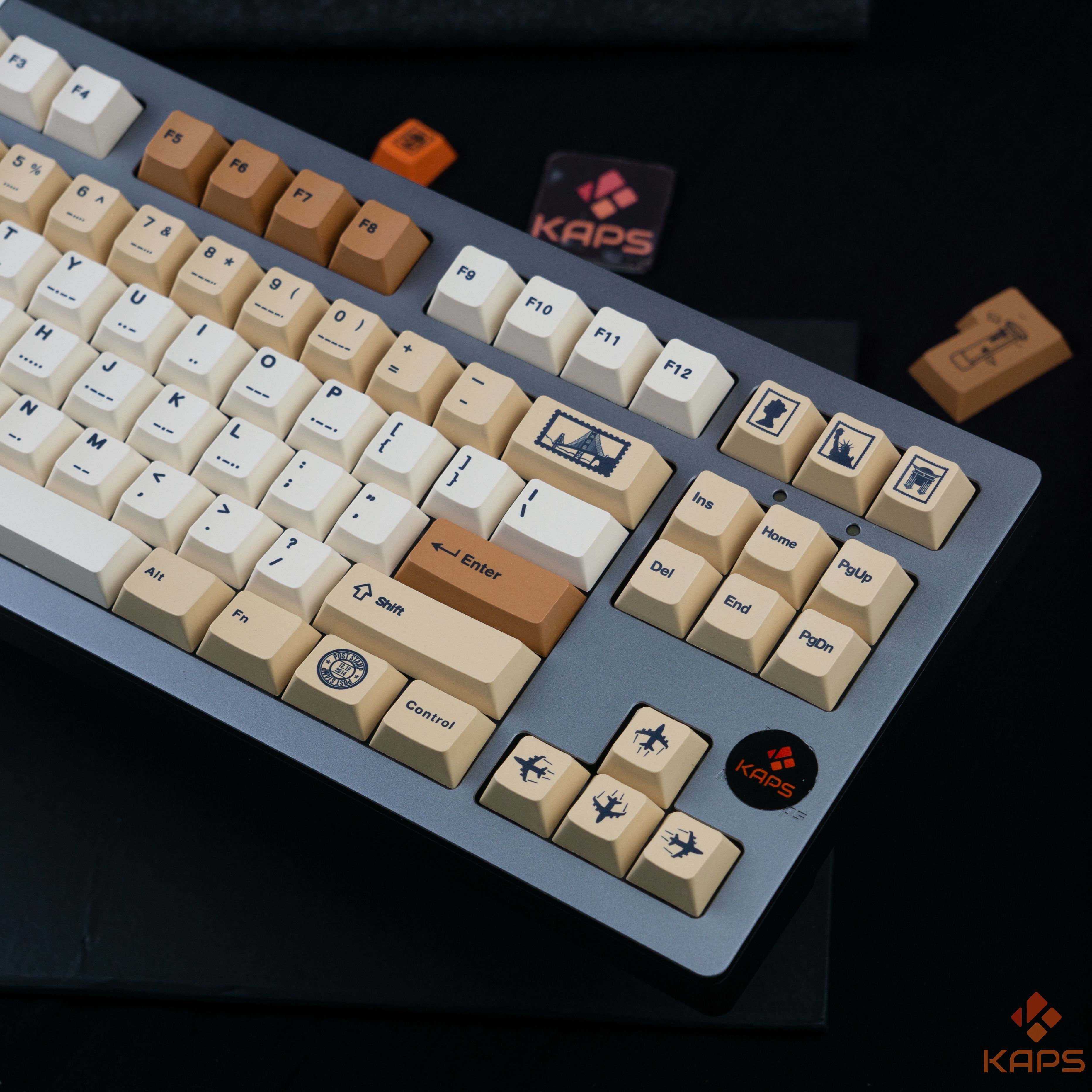 Keycap Retro Stamp nhựa PBT profile Cherry in dyesub 143 nút cho bàn phím cơ layout 108/104/98/87/84/75/68/64/61