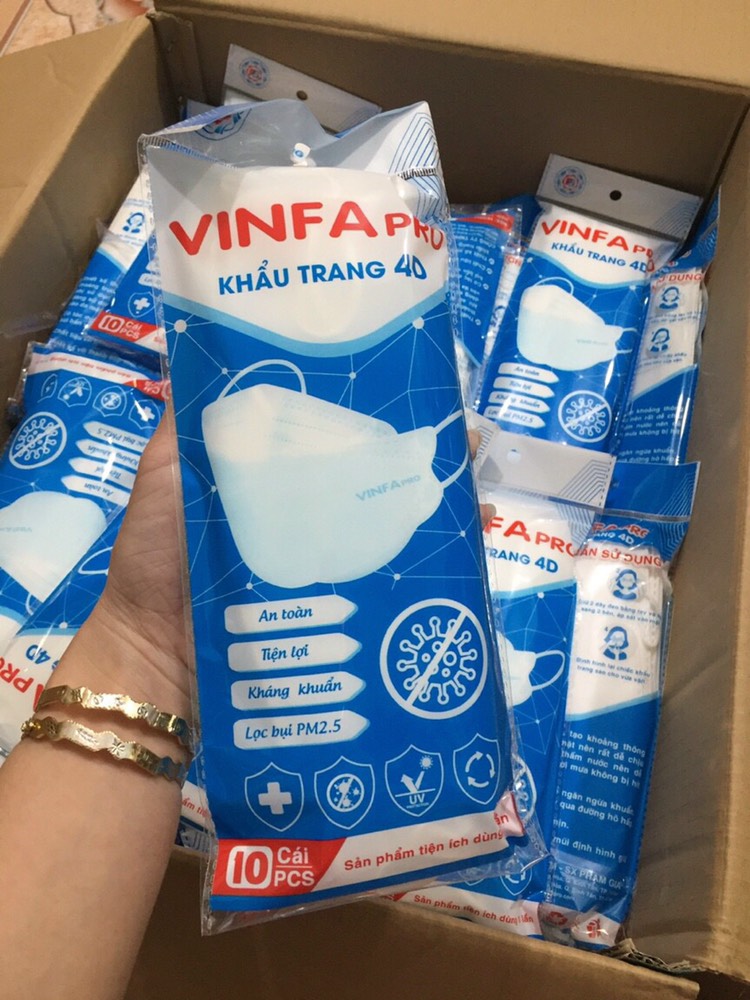 [sỉ] Set 10 cái khẩu trang 4D vinfa pro