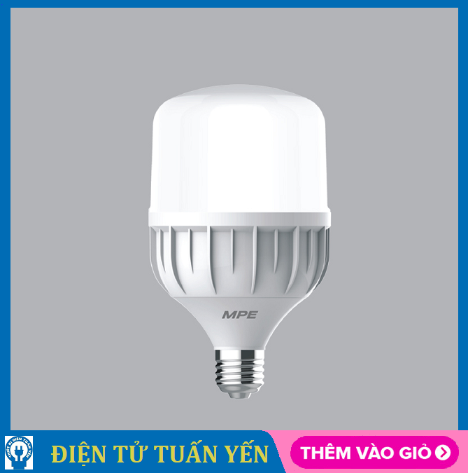 Bóng đèn led bulb trụ MPE thân nhựa, công suất 20W, 2 loại ánh sáng trắng và vàng - Hàng chính hãng