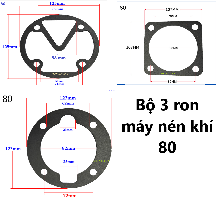 Ron máy nén khí 80 bộ 3 cái chất liệu giấy amiang lõi thép