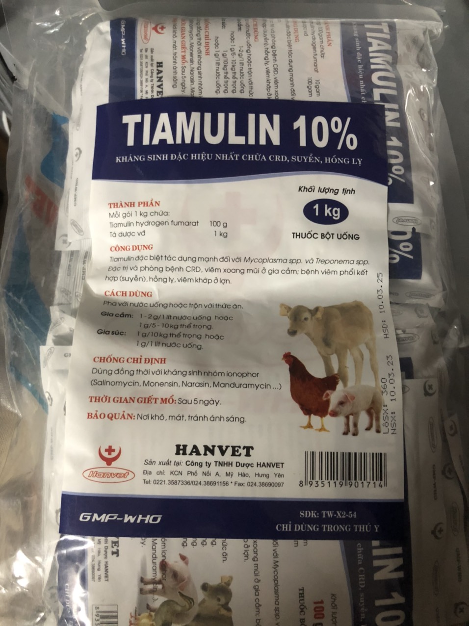 Tiamulin 10% Hanvet - kháng sinh đặc hiệu nhất với bệnh CRD, suyễn, hồng lỵ