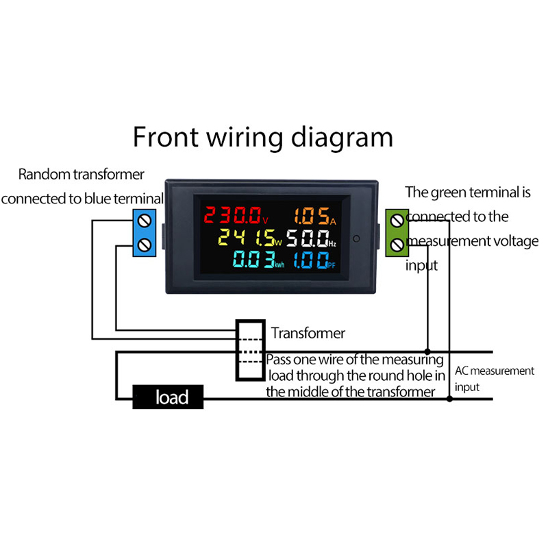 D69-2058 Voltmeter Current Power Factor Active KWH Electric Energy Frequency Meter Digital LCD VOLT AMP CT Digital MULTIMETER