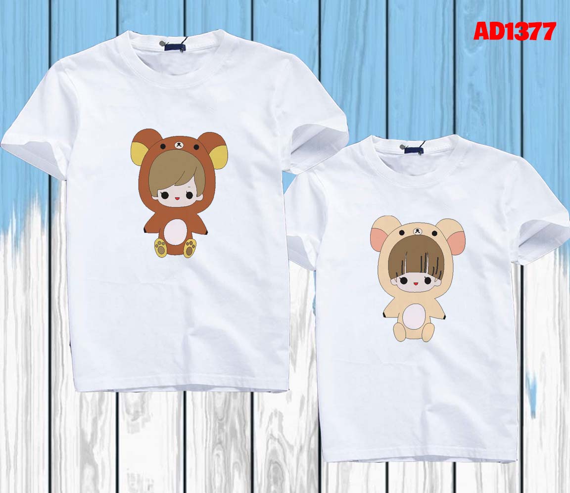 Áo thun cặp đôi tình nhân nam nữ hình chibi