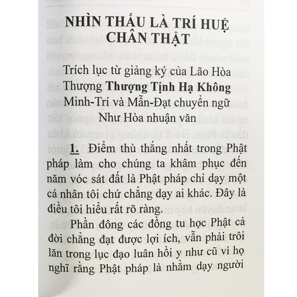 Nhìn Thấu Là Trí Huệ Chân Thật