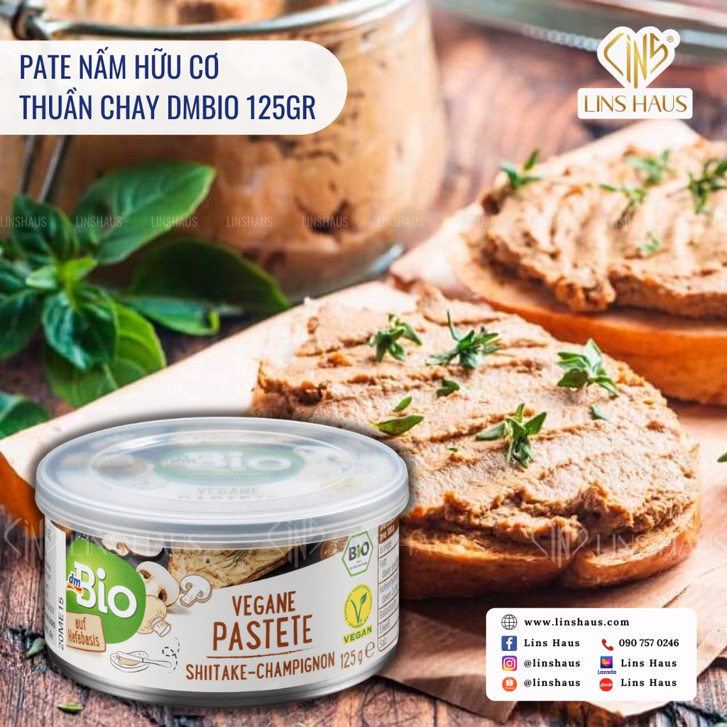 (hàng chuẩn)Pate Hữu Cơ Thuần Chay dmBio 125g