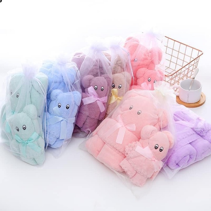 Super cute mom bear romper 2 PCs set-baby & mother bath towel