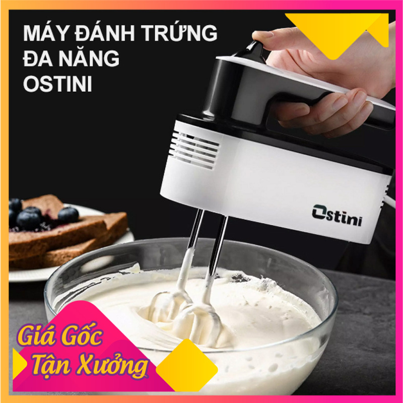 Giá bán Máy đánh trứng cầm tay Ostini, 5 chế độ cao cấp, tặng kèm đế để bàn và muỗng tách trứng, Có Thể Đánh Kem, Trộn Bột Làm Bánh, Đánh Bọt Cafe, ... Công Nghệ Châu Âu