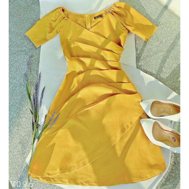 ĐẦM CỔ V, XẾP LI EO (có ành thật) MS56