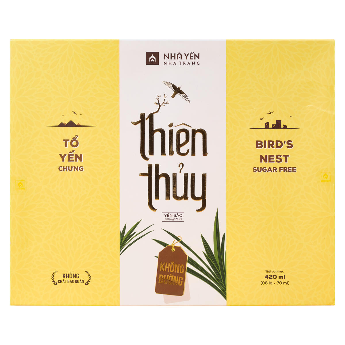 Tổ yến chưng sẵn Thiên Thủy - Vị lá dứa - Nhà Yến Nha Trang - Hộp 6 lọ - Yến không đường -  Nước yến sào cao cấp - Nước yến chưng sẵn