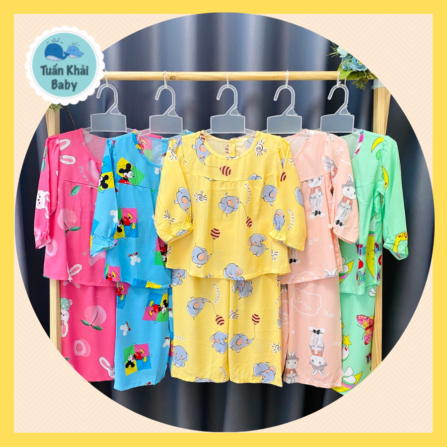 Túi 1 Bộ Quần áo Tole Lanh Tay Dài Bé Gái  - Size 1-14 cho bé 5-35 kg - Chất vải tole lanh 2 da loại 1 mềm mịn mát cho bé gái| Hàng Việt Nam | Đồ bộ bé gái |quần áo trẻ em| Đồ tôn trẻ em