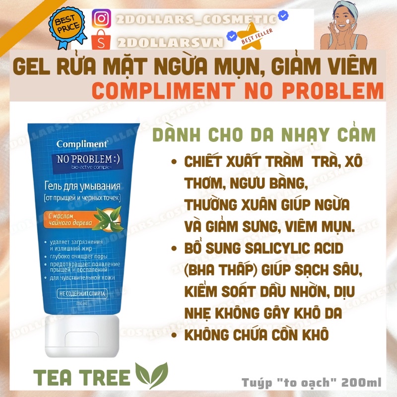 Gel Rửa Mặt Compliment No Problem Giảm Viêm Mụn 200ml