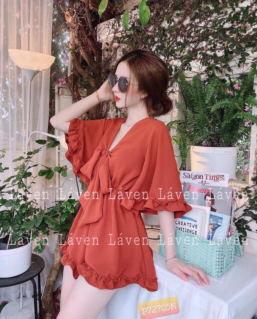 jumpsuit đùi tay lỡ nơ ngực kate-MTB