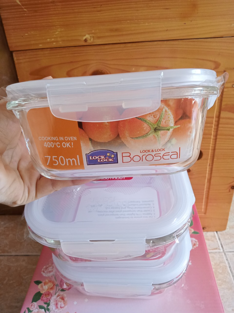 Bộ 3 hộp thủy tinh vuông Lock&Lock (1 hộp 840ml và 2 hộp 750ml)