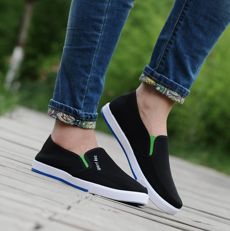 Giày lười nam vải đen sport