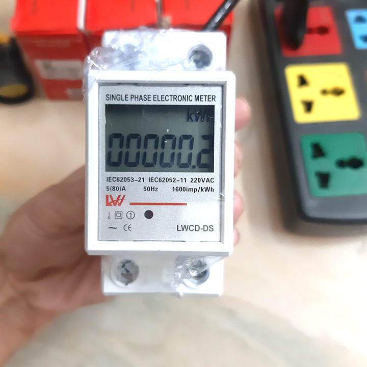 (1 THÔNG SỐ),Công tơ điện 220V-80A đo lượng điện tiêu thụ (KWh).Thiết bị đo số điện tiêu thụ,đồng hồ đo điện 1 pha