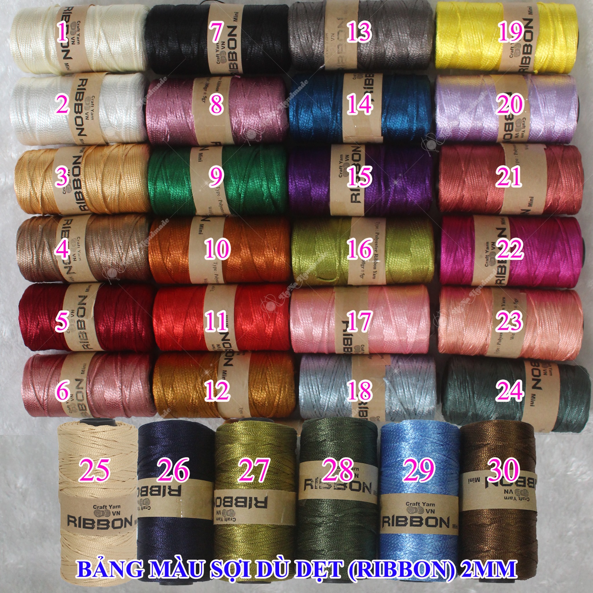 Sợi Dù Bản Dẹt 2mm / sợi ribbon / ribbon mini (23k/cuộn)