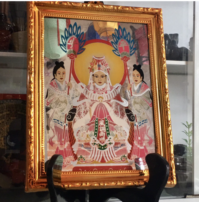 Bài vị Mẹ Cửu Thiên Quyền Nữ cao 26cm(mẹ sanh mẹ độ) khung vàng xi thường