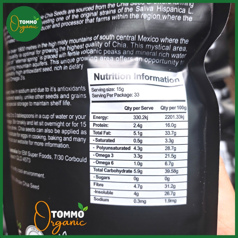 Hạt Chia Hữu Cơ Úc Black Bag Chia Túi 500g