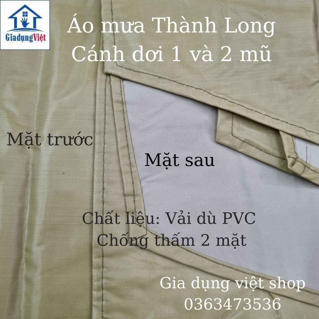 Áo Mưa Cánh Dơi 2 Mũ Vải Dù Thành Long Siêu Bền