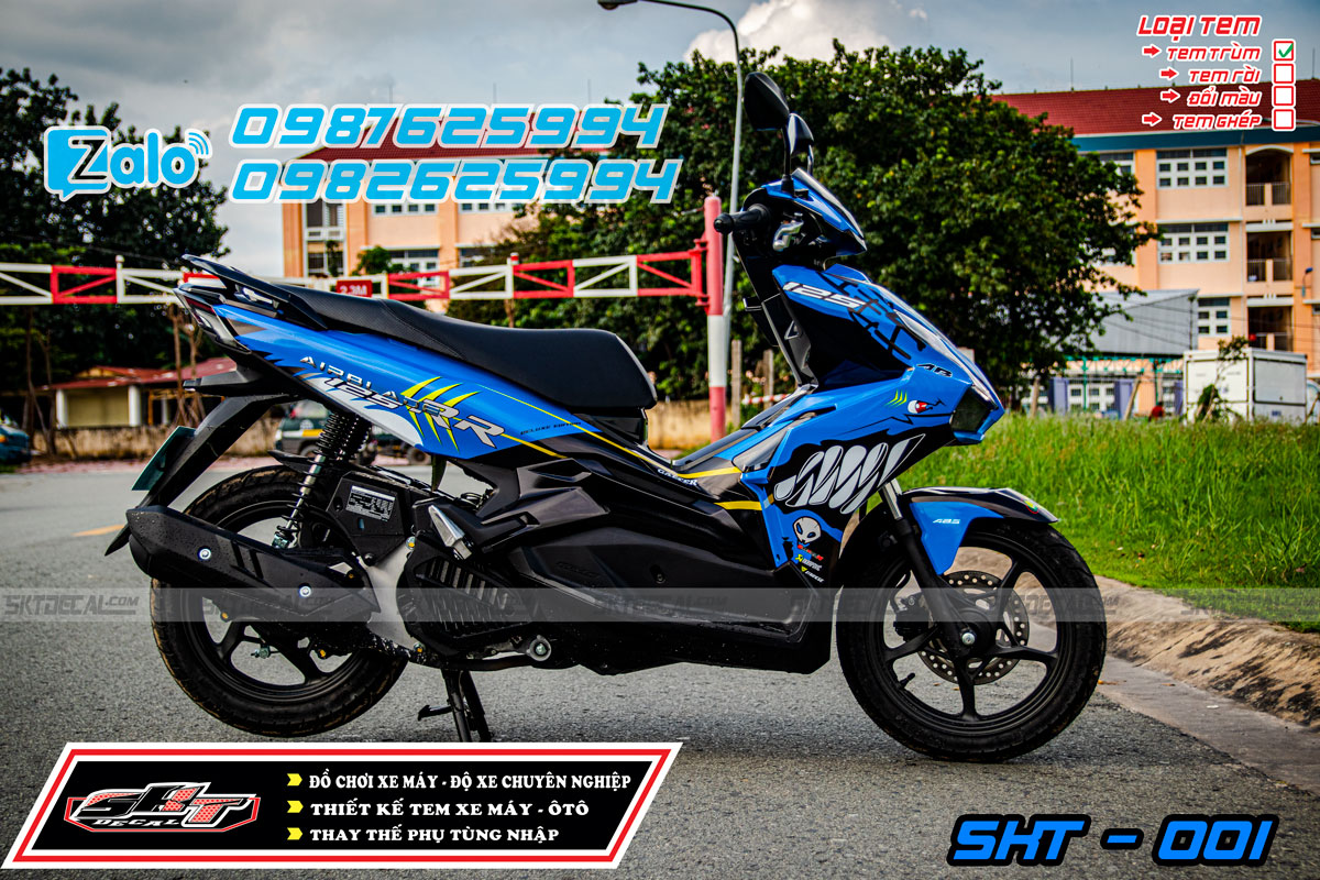 tem trùm airblade 2020 xanh đen cá mập