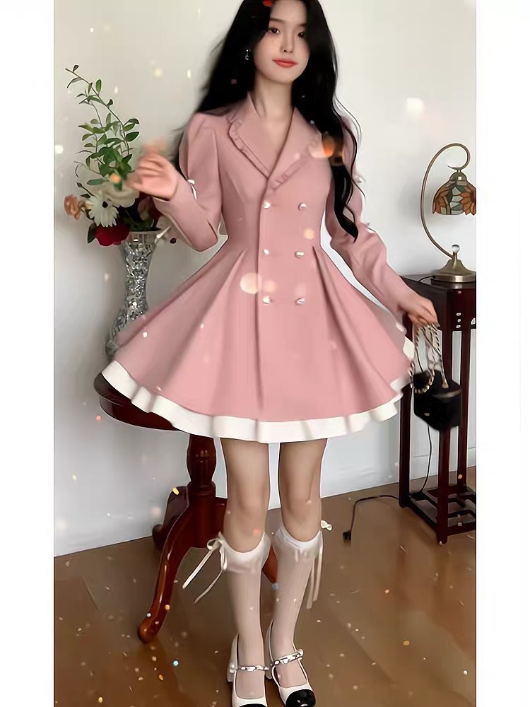 Đầm công sở cổ vest tay dài kèm váy lụa - Thời trang BB