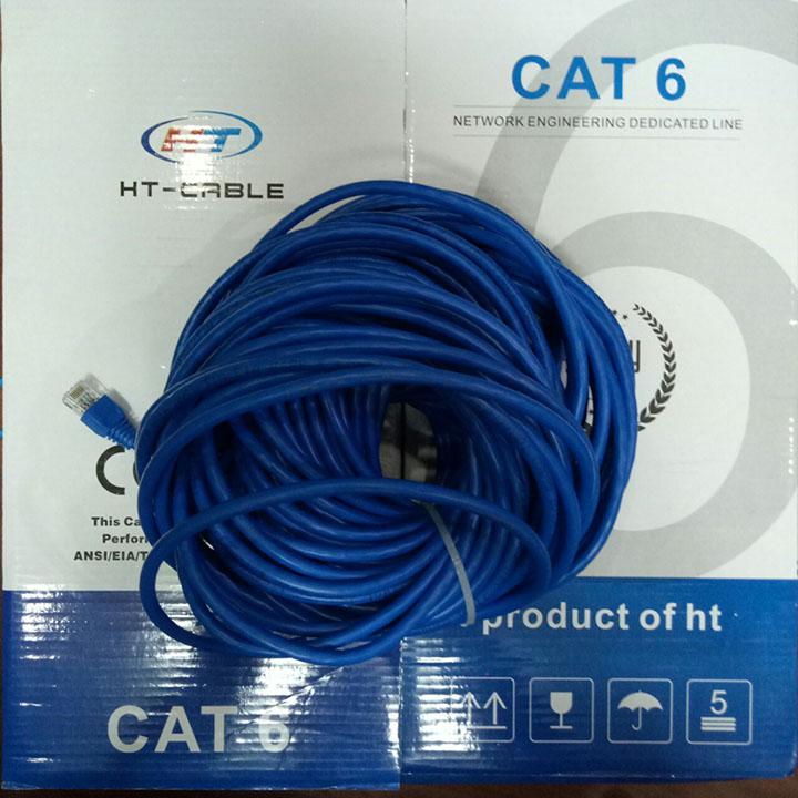 Dây cáp mạng Cat6 UTP HT-Cable 35 Mét Có sẵn 2 đầu (Blue, New 100%)