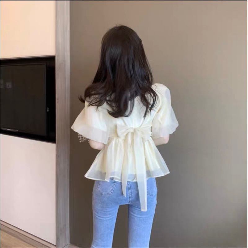 Áo babydoll cột nơ sau...